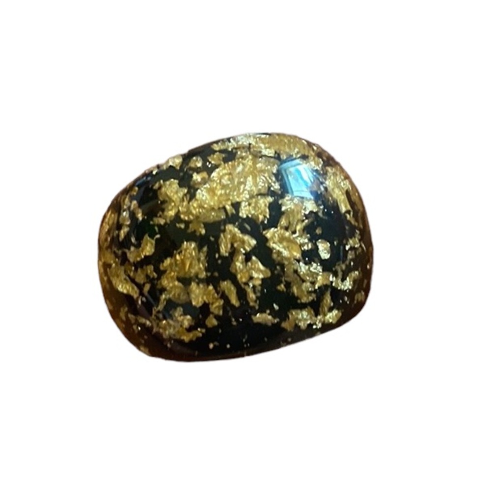 Chunky Black and Gold Speckled Ring